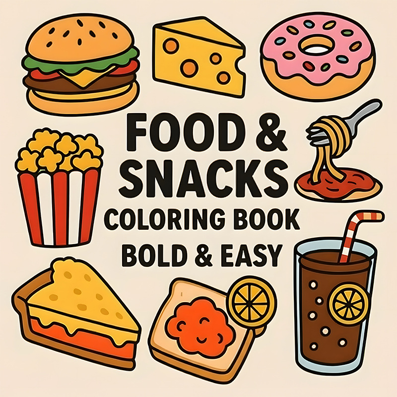 Food Snacks Drawing - 두꺼운 식품 및 간식 테마 색칠