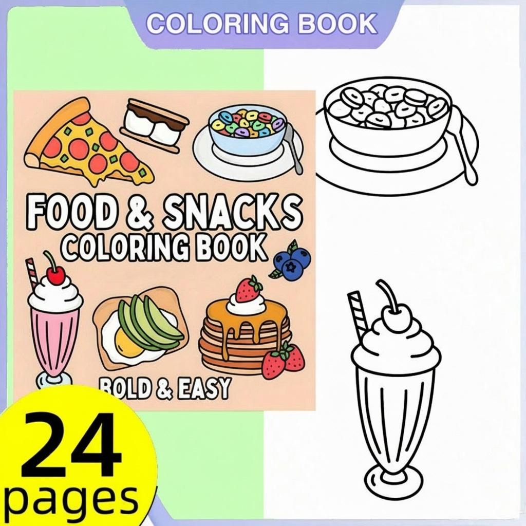 새로운 음식 & 간식 테마 색칠 공부 책, 성인용 그래 - Food Snacks Drawing 리뷰 및 가격