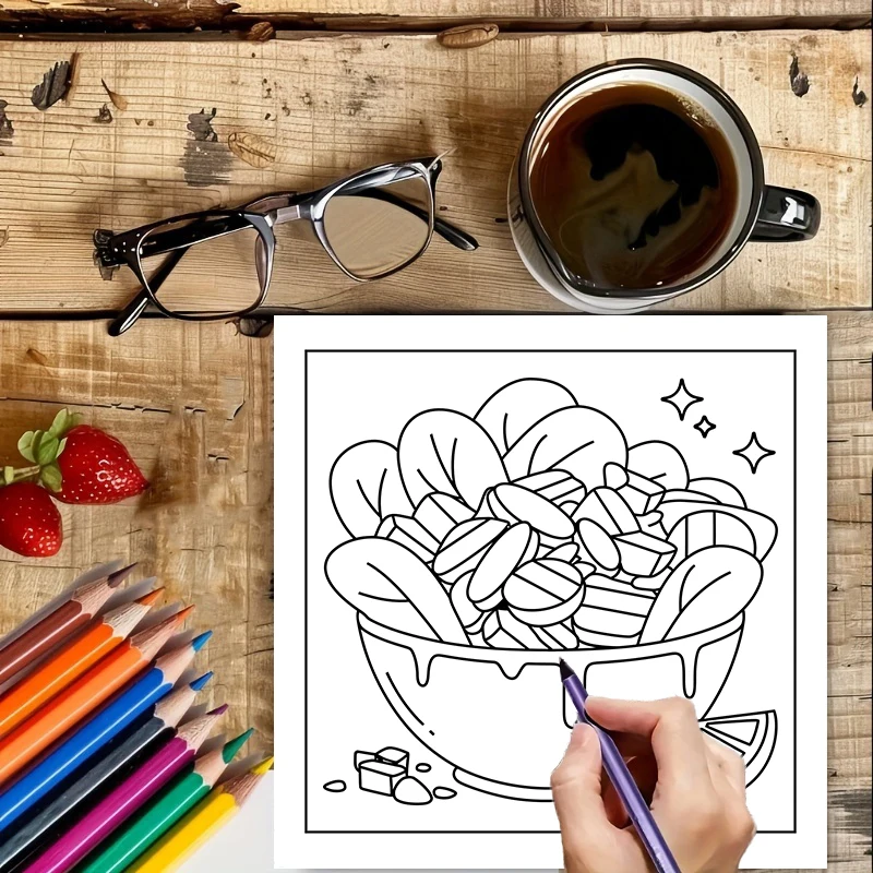 성인용 컬러링북, 생일 선물, 개학 용품, 성인용 귀여 - Food Snacks Drawing 리뷰 및 가격