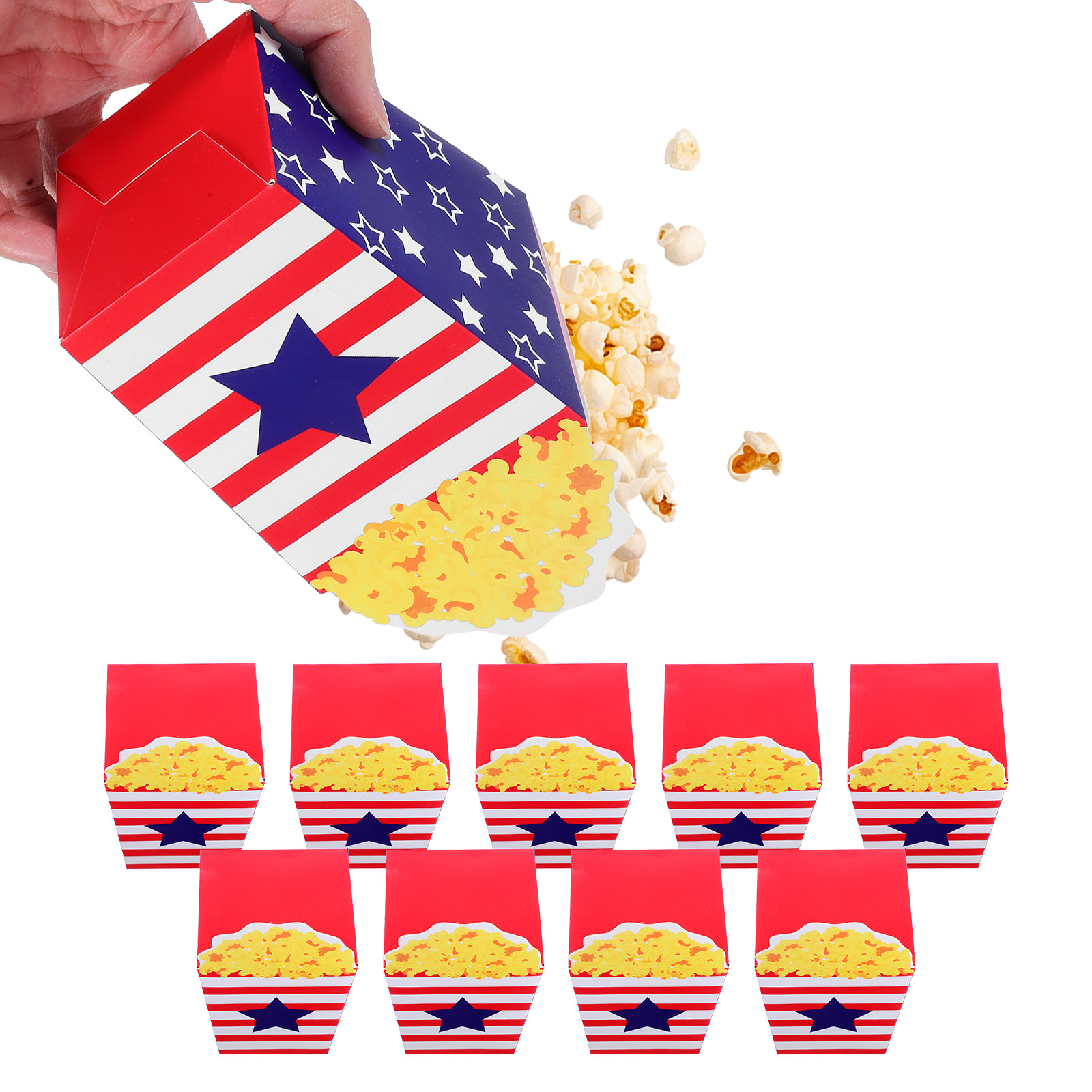 10Pcs 식품 등급 팝콘 캔디 포장 상자 애국 테마  - Food Day Snacks 리뷰 및 가격