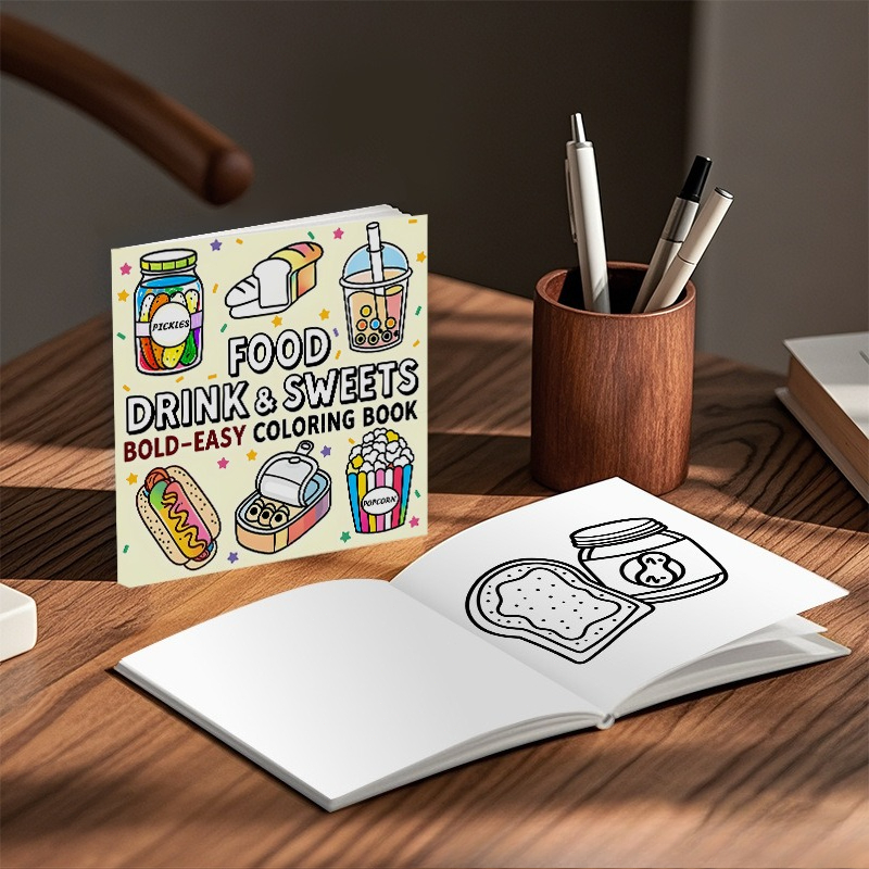 음식, 음료 및 과자 대담하고 쉬운 색칠 공부 책 귀여 - Food Snacks Drawing 리뷰 및 가격