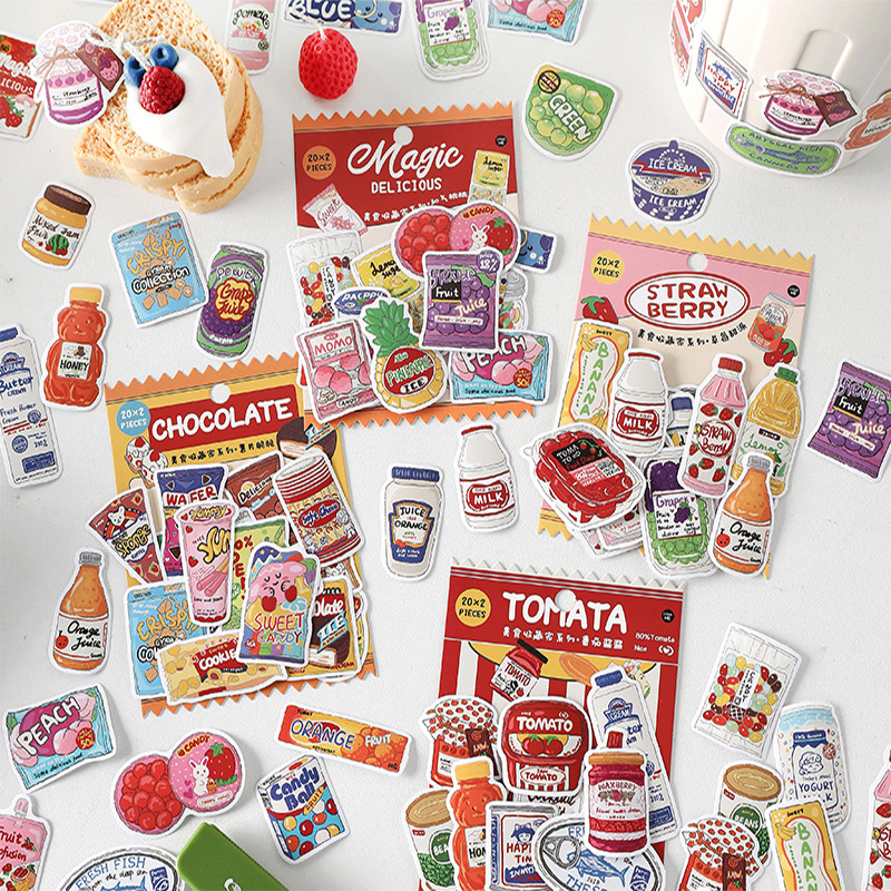 귀여운 음식 스티커 패스트푸드 간식 음료 라벨 빈티지  - Food Snacks Label 리뷰 및 가격