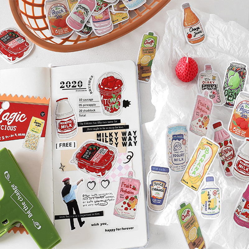 귀여운 음식 스티커 패스트푸드 간식 음료 라벨 빈티지  - Food Snacks Label 리뷰 및 가격