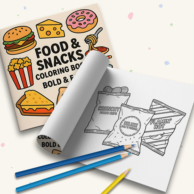 두꺼운 식품 및 간식 테마 색칠 공부 책, 번짐 방지  - Food Snacks Drawing 리뷰 및 가격